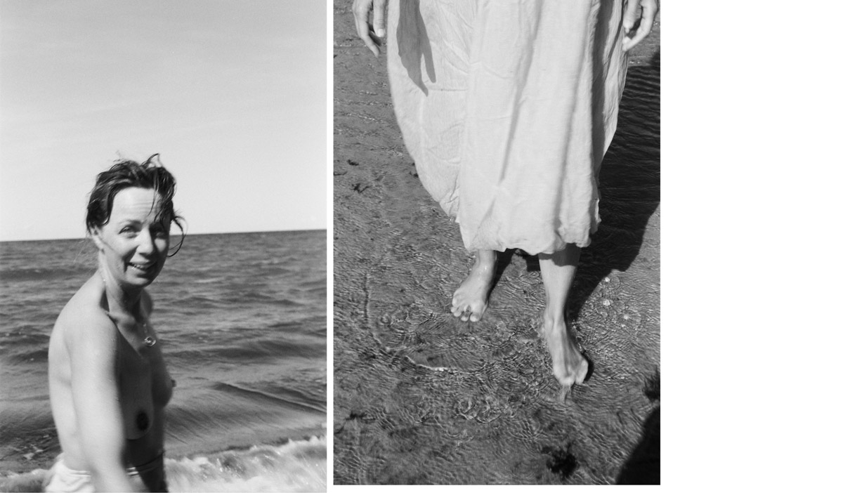Portræt af Kristina Demant ved havet, fotograferet på analog film af Gyrithe Lemche.